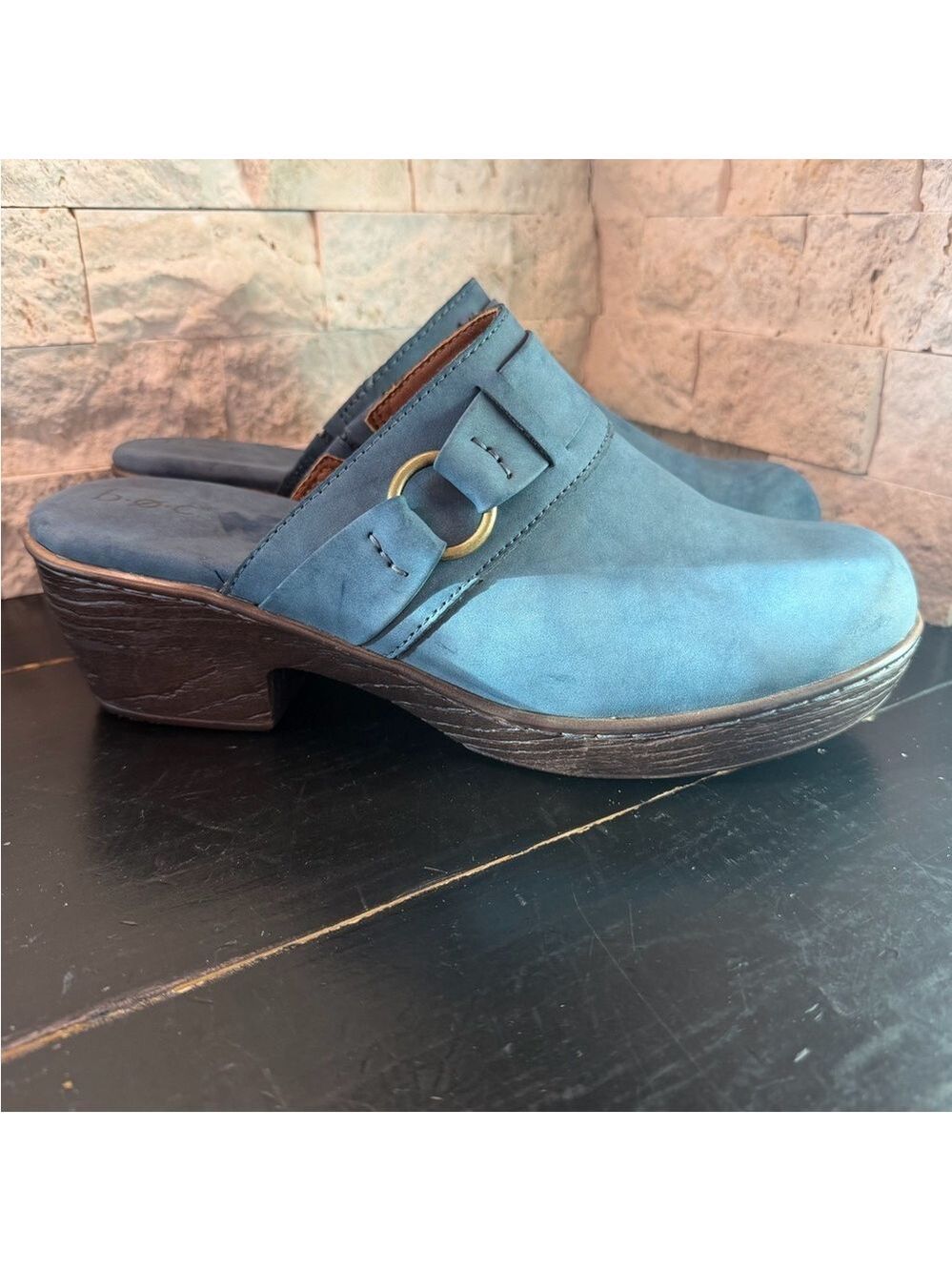 Born BOC Clogs/Mules Blue Suede Side Buckle Women’s Sz 11